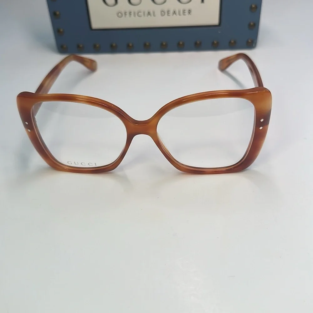 New 100% Authentic Gucci GG0473O 003 Oversized Havana Designer Eyeglasses Women